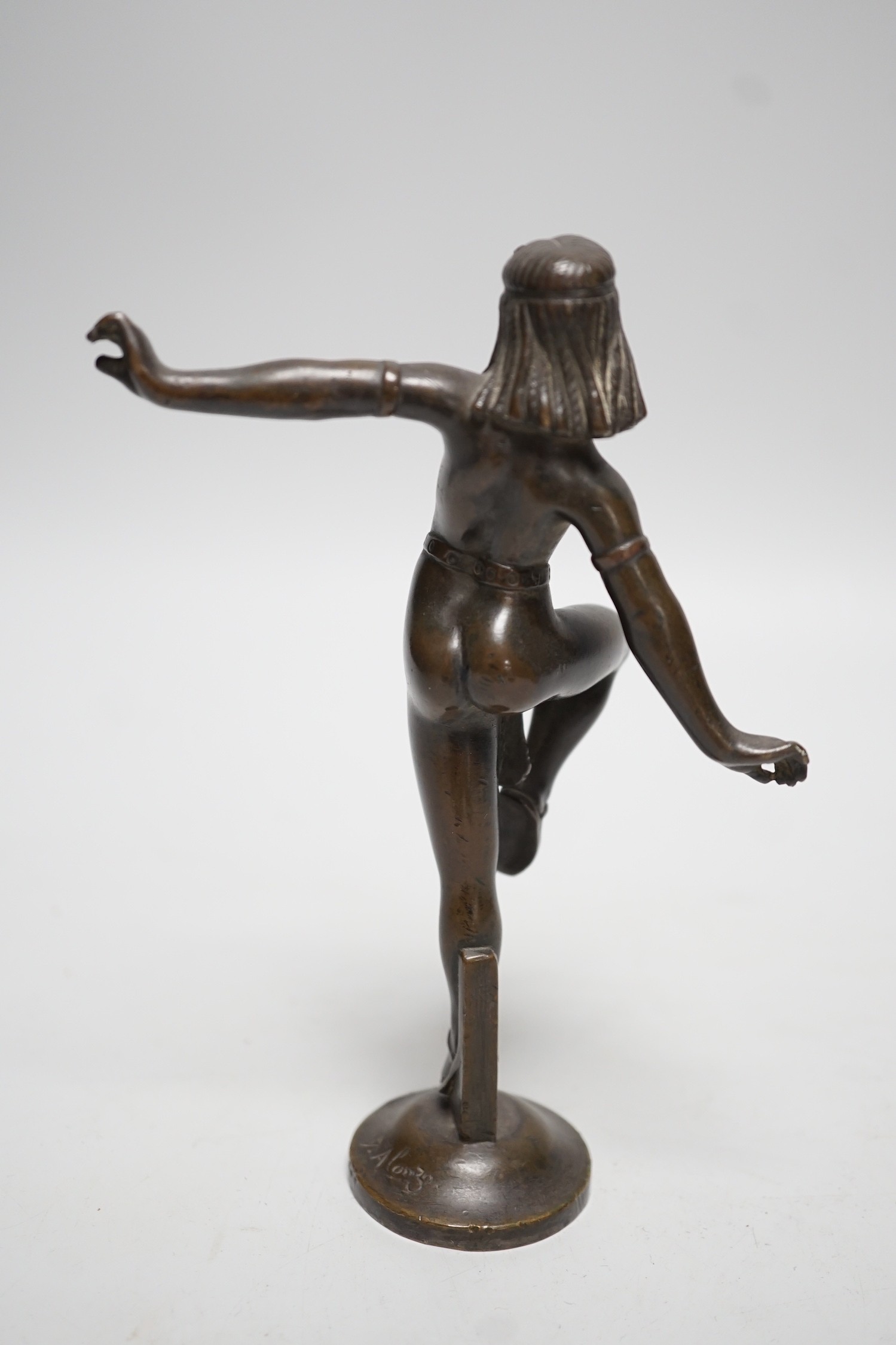 Dominique Alonzo, brown patinated bronze figure of an Egyptian Dancer, signed, c.f. Catley pg. 39 for a similar model, 15cm